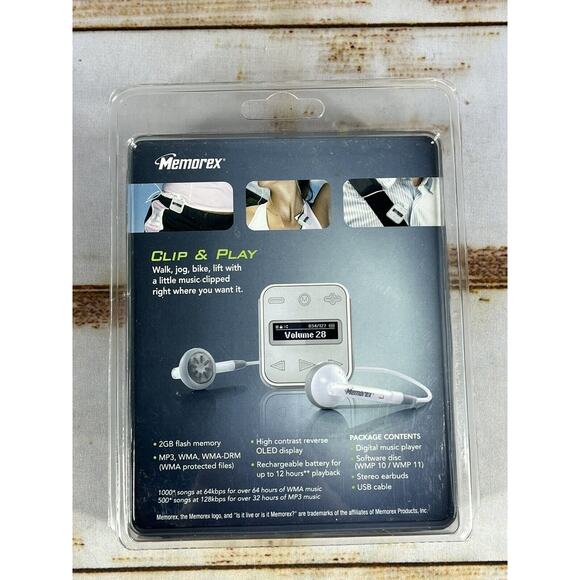 Rare Sealed Memorex 2GB Clip & Play MP3 Player (Grey) | Digital Music Player - Picture 2 of 2